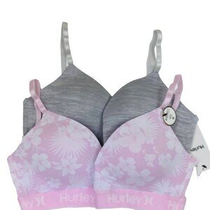 HURLEY 2 PACK‎ WIRE FREE BRA PRINT /SOLID NWT